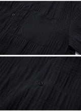 Wrinkled Fabric Casual Long Sleeve Shirt Men and Women Solid Color Streetwear Fashion Loose Black White Shirts Oversize Blouses