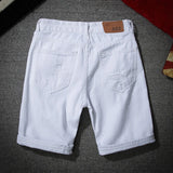 men white denim shorts new summer men holes casual shorts jeans men cotton solid slim fit shorts pants knee length pants unique jeans style 1241