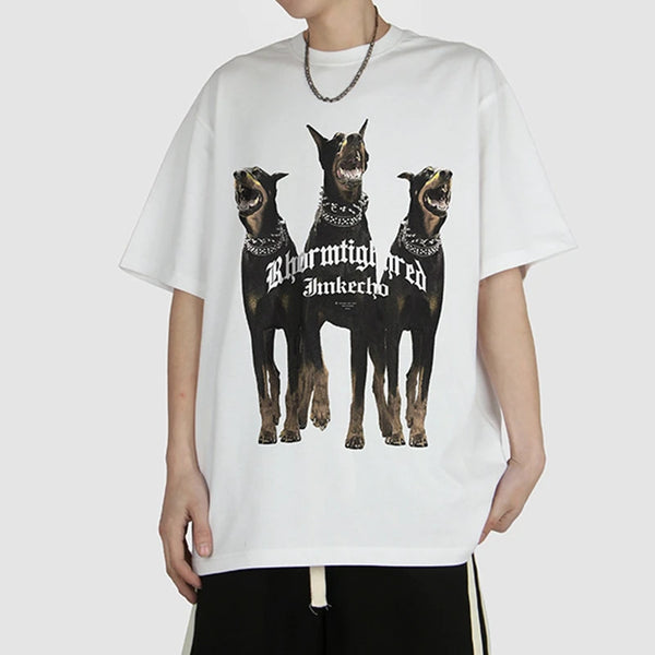 Sadcore Oversized shirt – Harajuku T Shirt Mens 2023 Summer Dog Letter Printed Vintage