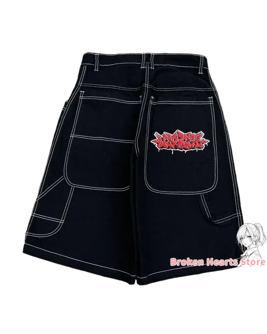 Wexwear Embroidery Shorts Skateboarding New Y2k Jeans Denim Baggy Harajuku Gym Basketball Shorts Men Letter Graphic Streetwear