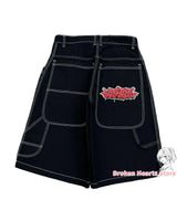 Wexwear Embroidery Shorts Skateboarding New Y2k Jeans Denim Baggy Harajuku Gym Basketball Shorts Men Letter Graphic Streetwear