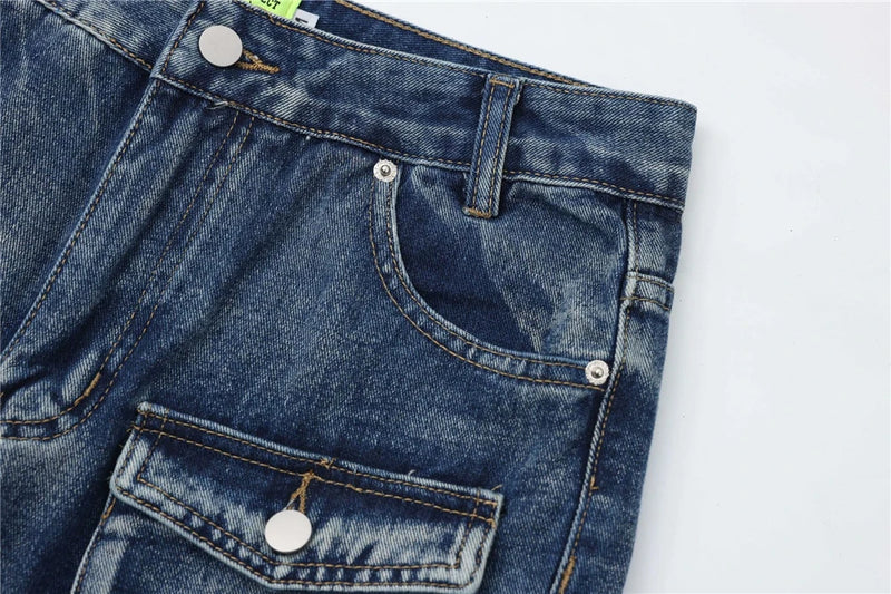 2024 multi pocket jeans vintage mens harajuku cargo denim pants retro hip hop straight loose jean pants 1 unique cargo style 130