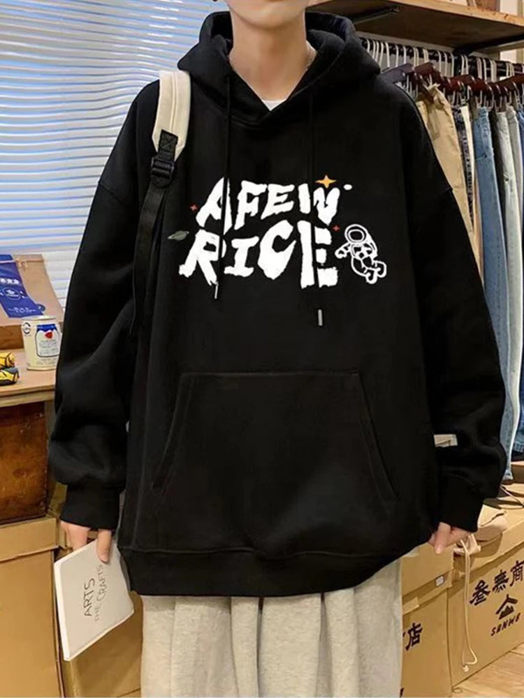 New Cartoon Astronaut Printed Pullover Hoodies For Men Autumn Letter