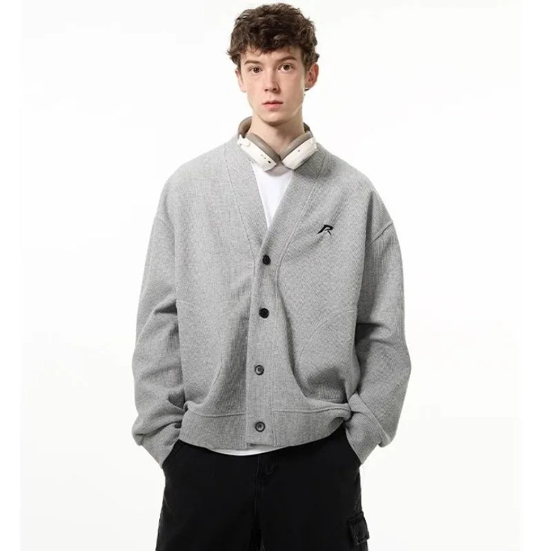 minimalist knit jumper, daily wear essential, trendy urban fashion top for men, layered streetwear look