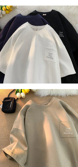 Gothic Oversized shirt – Korean Style Solid Color Short Sleeved Men Summer Japanese S