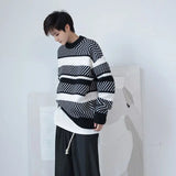varsity flame pullover for men with bold graphic knit design, perfect for 2025 fashion, street fashion menswear trend for sea
