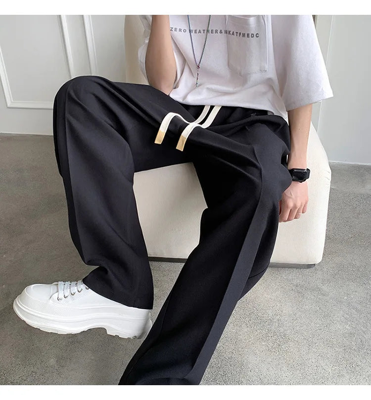 2023 summer new fashion straight trousers mens casual pants thin section wide leg pants boutique clothing simple style unique default style 3726