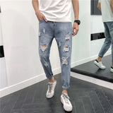 2023 autumn new light luxury fashion jeans men casual trousers korean version all match boutique clothing simple style unique jeans style 3979