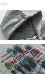 Old-school rap hoodie with graffiti-style artwork