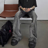 black gray gradient slim jeans floor mop flared pants high street new trendy fashionable hip hop washed vintage mens jean pants unique jeans style 907
