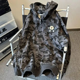 American Retro High Street Camouflage Cardigan Hooded Sweatshirt Winter Men Women Ins Fashion Brand Street Zipper Jacket Top