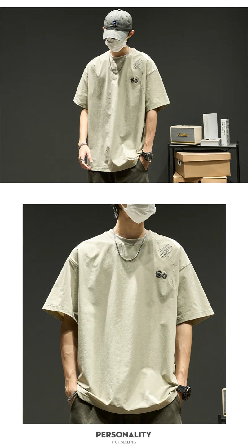 Trapwear Crying character – Summer Mens Embroidered Short Sleeve T Shirts 2024 New Oversized