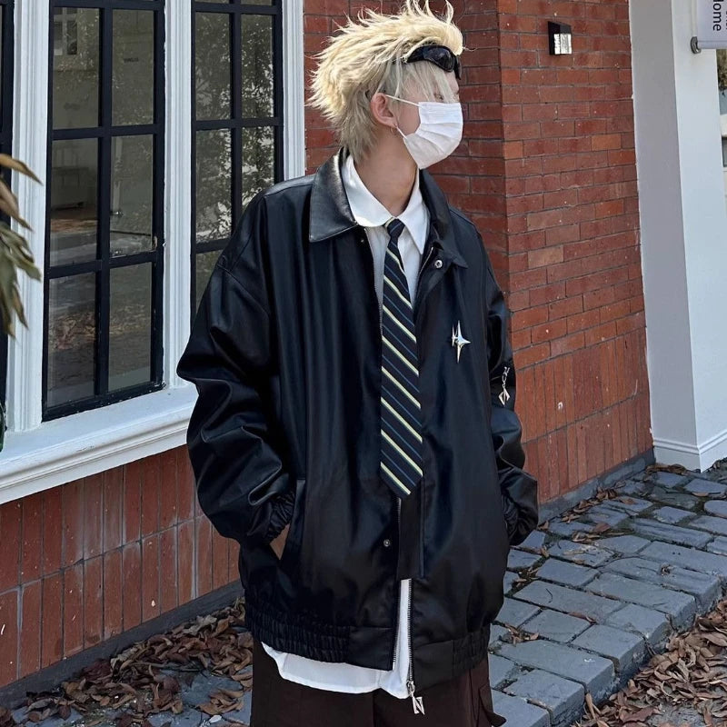 minimalist street zip-up, streetwear for men, fall streetwear outfit, oversized style, layered fashion, modern aesthetic, graphic detail