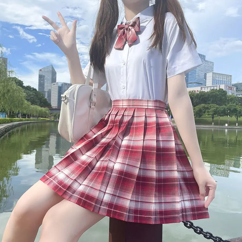 Jk Uniforms Gyaru School Uniform for Girl Student Pleated Skirt Uniform Set Women Short Sleeve Bow Tie Seifuku Japanese Style
