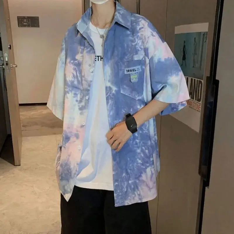2023 Summer New Light Luxury Fashion Short-sleeved Shirt Men Top Coat Comfortable Casual Shirt Boutique Clothing Simple Style