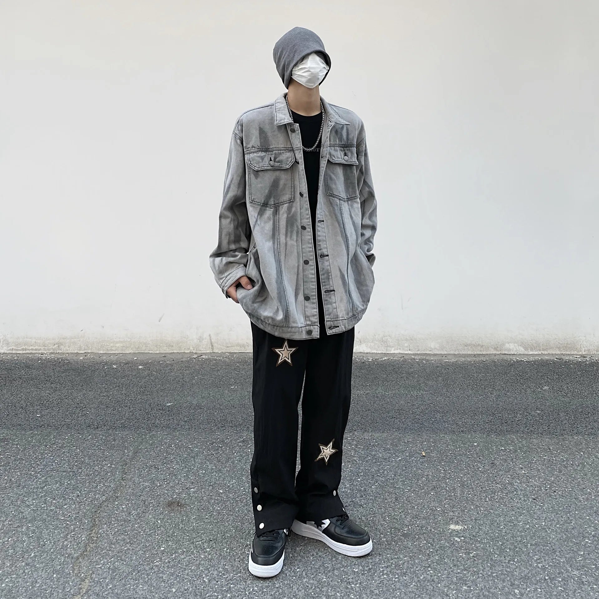 leather panel bomber, high-street look - comfortable cotton fit with bold prints