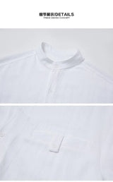 Men Loose Casual Streetwear Fashion Stand Collar Long Sleeve Black White Oversize Shirt Couple Plus Size Shirts Blouses