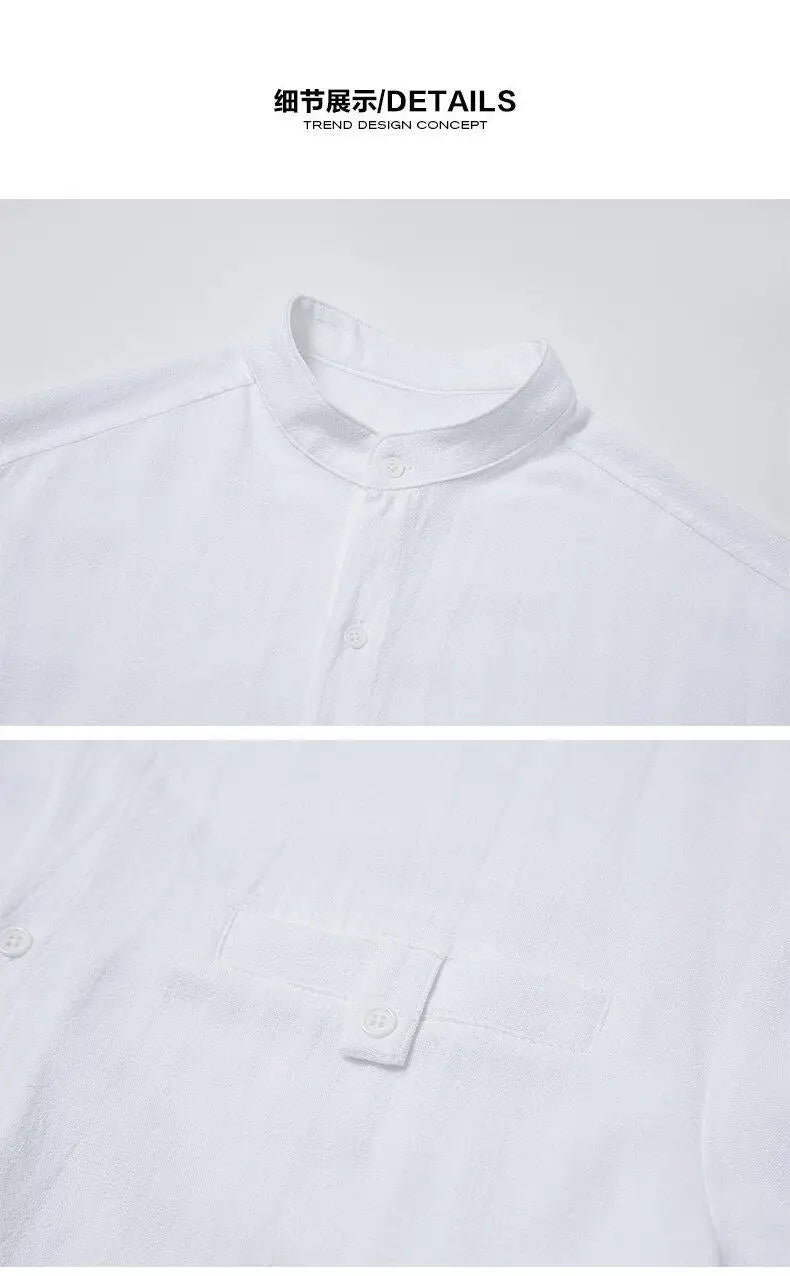 Men Loose Casual Streetwear Fashion Stand Collar Long Sleeve Black White Oversize Shirt Couple Plus Size Shirts Blouses
