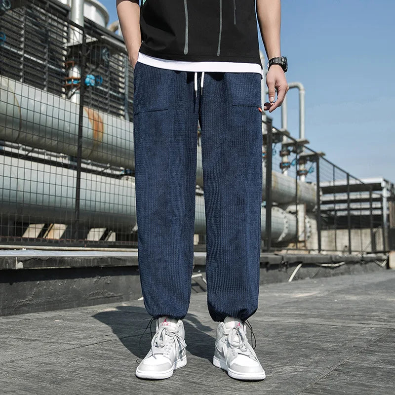 2023 spring and autumn new light luxury fashion men casual pants korean version loose sports all match pants boutique clothing unique default style 3677