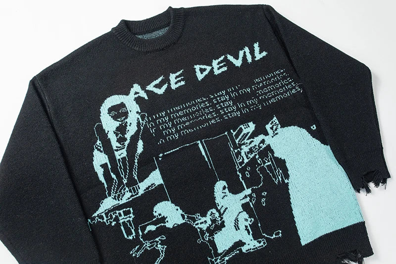 fashion harajuku knitted loose sweater mens hip hop ripped bottom pullovers streetwear unisex casual sweaters jumpers knitwear - trendy hip hop fashion hoodie, gothic aesthetic hoodie for winter, graphic printed hoodie for men and women