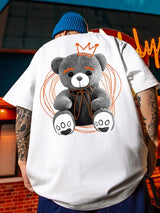 Anime Oversized shirt – American Street Bear Printed Men T Shirt Summer Crewneck