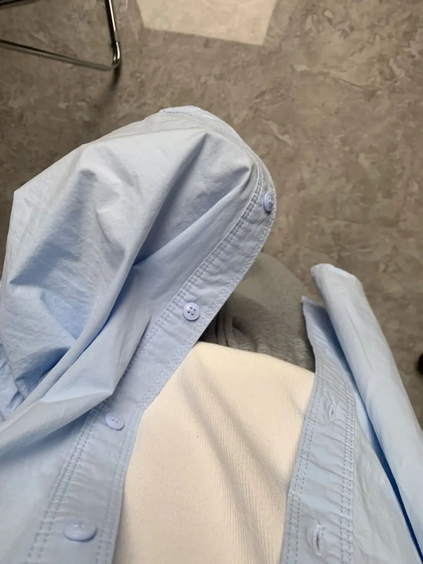 Pure Cotton Blue Long Sleeved Shirt Jacket For Women Spring Autumn Sum
