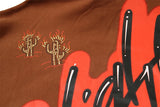 Cactus Jack Letter Brown Fleece Hooded Sweatshirts For Men High Street