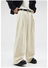 wide leg casual suit pants men japanese korean streetwear fashion loose cleanfit suit baggy pants cityboy long trousers unique default style 2162