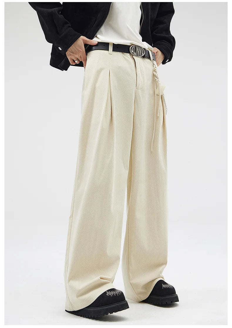 wide leg casual suit pants men japanese korean streetwear fashion loose cleanfit suit baggy pants cityboy long trousers unique default style 2162