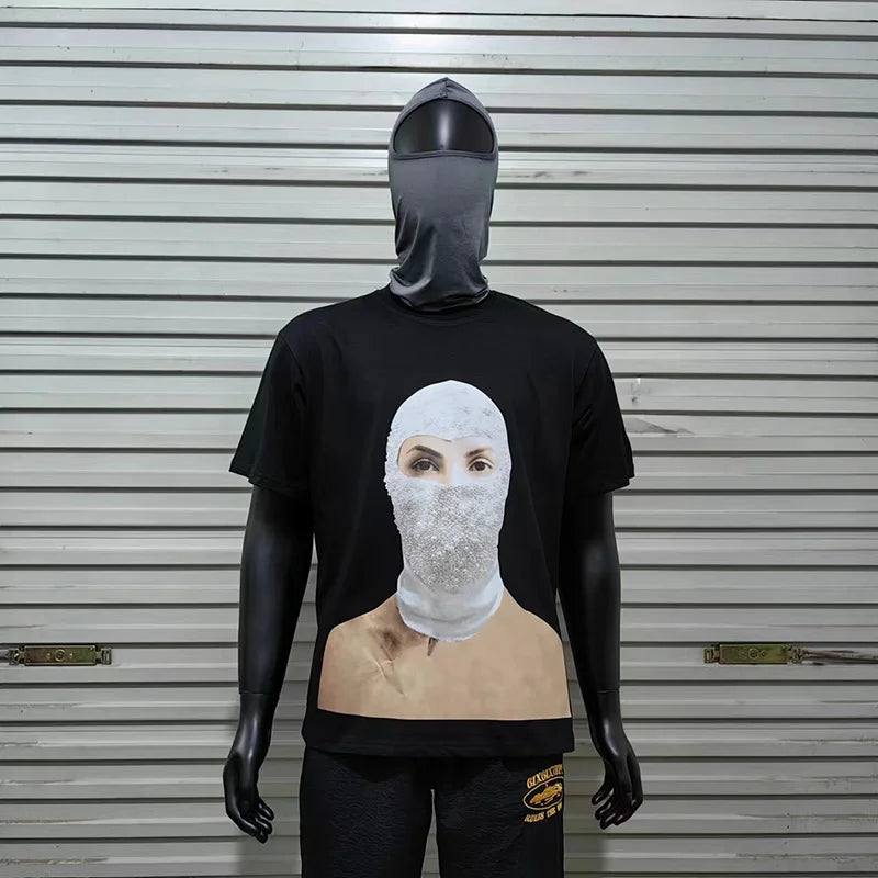 Glitchcore Fashion – High Quality Ih Nom Uh Nit T Shirt Masked Men Letter Printin – Urban Streetwear for Men & Women