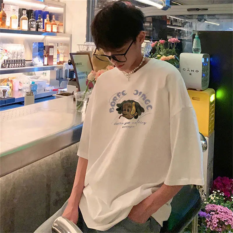 Sadcore Oversized shirt – Korean Style Street Letter Printed Short Sleeved T Shirt For