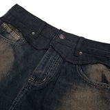 men vintage blue jeans luxury designer patchwork baggy denim pants loose straight jeans trousers stacked flare jeans