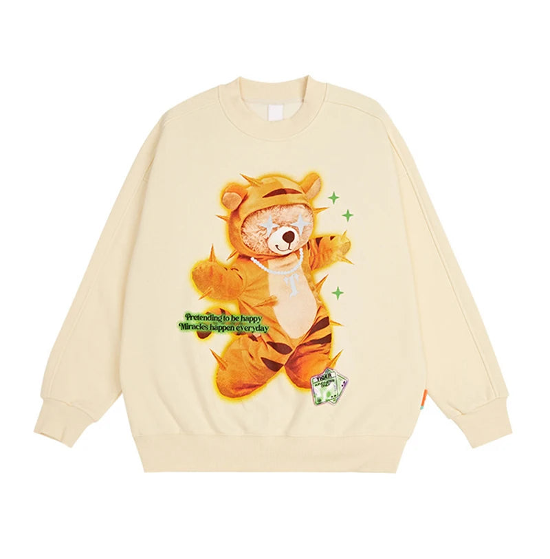 Gothic Oversized Tee – Rainbowtouches 2022 Mens Long Sleeve Vintage Reflection Bear – Edgy Streetwear for All Genders