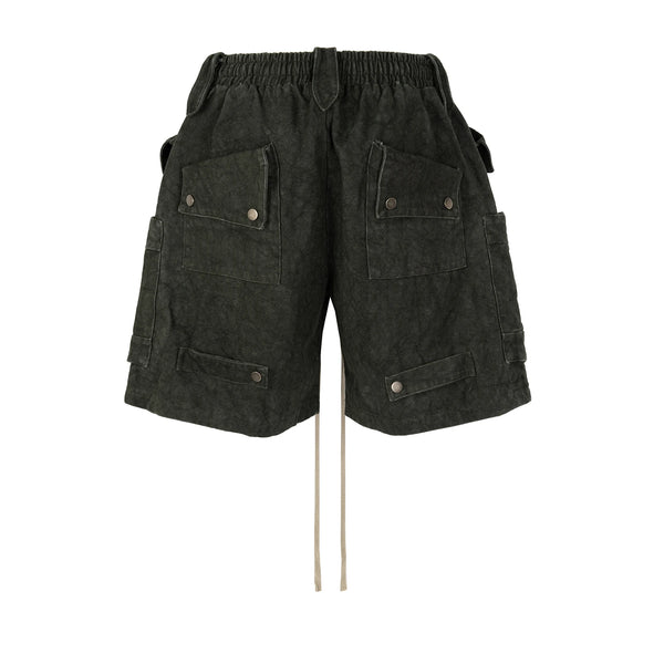 heavy industry tie dyed canvas washed shell shorts for men and women wide leg baggy cargo short oversize loose knee length pants 2 military streetwear pants