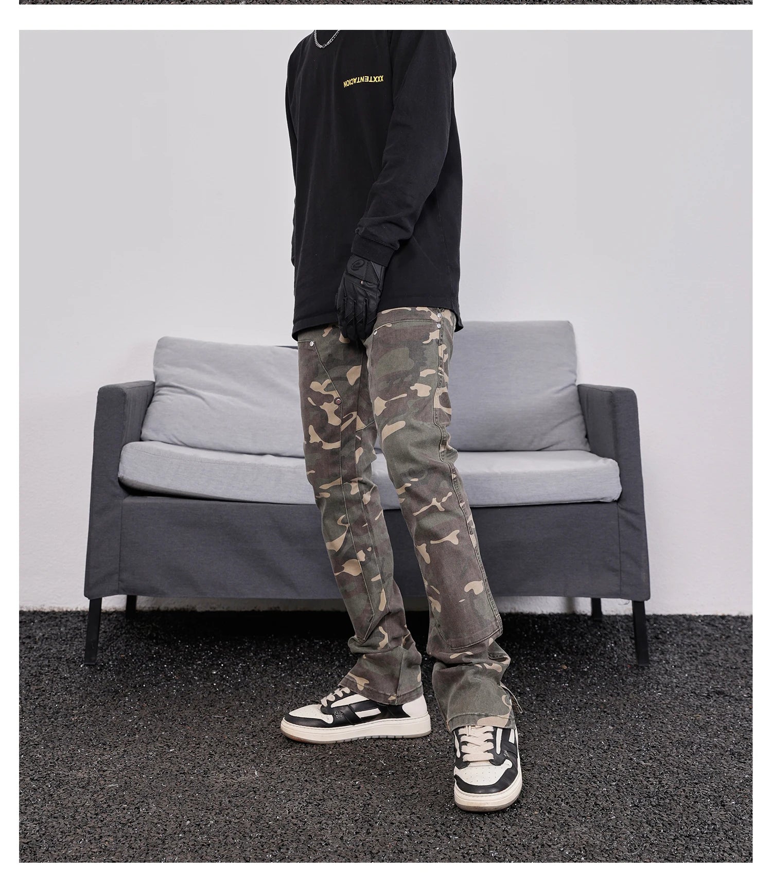 mens hip hop streetwear denim pants fashion camouflage pants 2023 harajuku cotton zipper joggers slim fit jeans trousers pants unique joggers style 2723