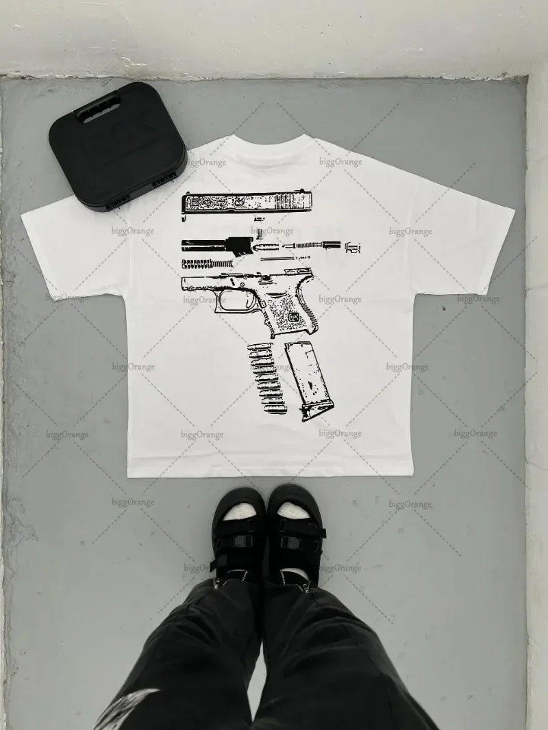 Cyberpunk Vintage t-shirt – Fashionable Gothic Letter Print Pattern Oversized T Shirt Me