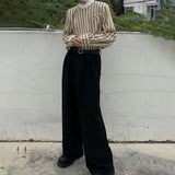 mens trousers business solid color casual trousers autumn british simple commuting retro straight pants mens clothing 2024 clean everyday pants