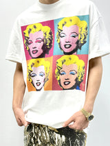 cyberpunk vintage t-shirt featuring vintage summer monroe portrait print streetwear hip pop style high street white tops t shirt