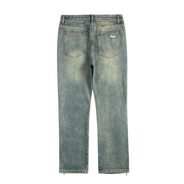 y2k streetwear side zipper buckle baggy pencil jeansfor menwshed hole ripped distressed pantalones hombre loose denim trousers urban skinny jeans