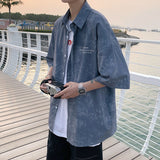2023 Summer New Light Luxury Fashion Shirt Men Loose Casual Short-sleeved Shirt All-match Boutique Clothing Simple Style