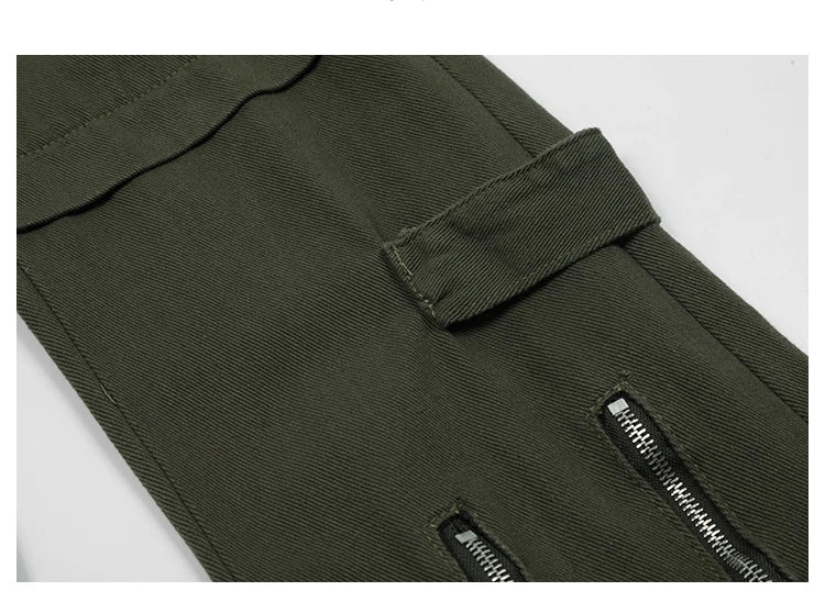 hip hip pants men bottom zipper cargo pants streetwear side pockets harajuku joggers unisex baggy loose straight cotton trousers unique joggers style 3238