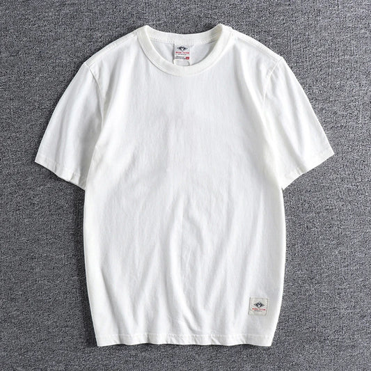 Vaporwave Chrome logo – Summer Mens Short Sleeved Retro Youth Solid Color Heavy Roun