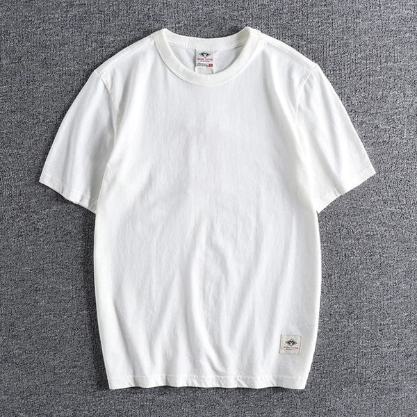 Vaporwave Chrome logo – Summer Mens Short Sleeved Retro Youth Solid Color Heavy Roun