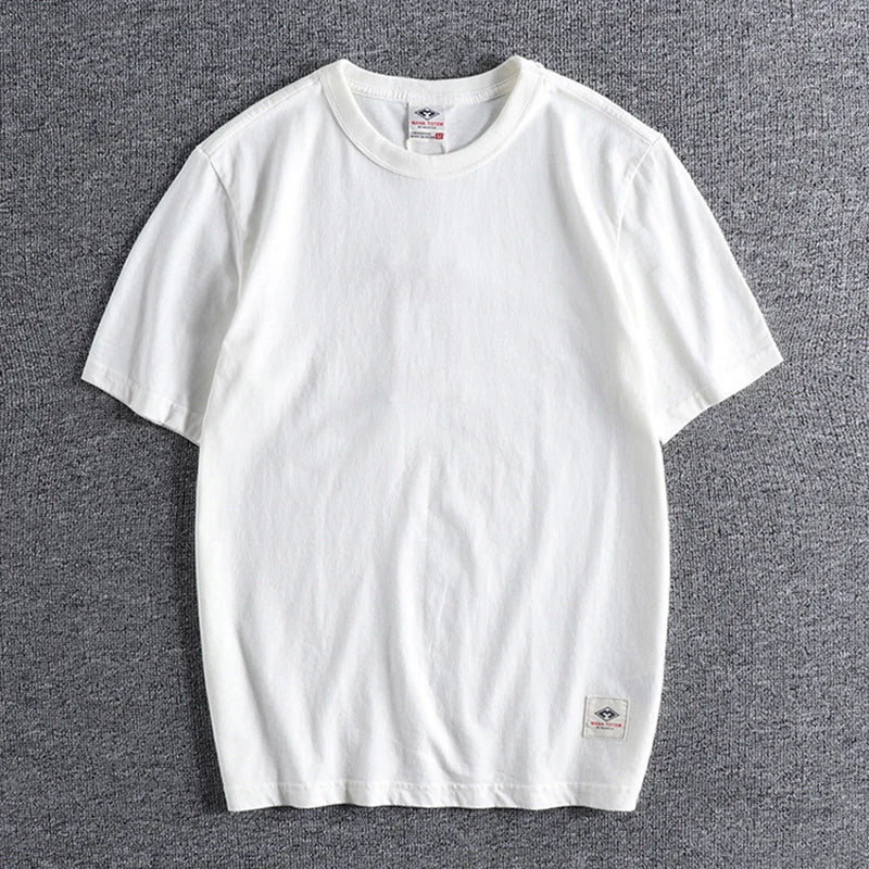 Vaporwave Chrome logo – Summer Mens Short Sleeved Retro Youth Solid Color Heavy Roun