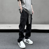 fashion casual hip hop joggers side button trousers elastic waist drawstring track sweatpants new cargo streetwear mens pants unique joggers style 4762