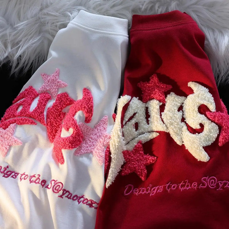 Vaporwave Aesthetic print tee – Cartoon 3D Letter Flocking Embroidery Hip Hop T Shirts Unise