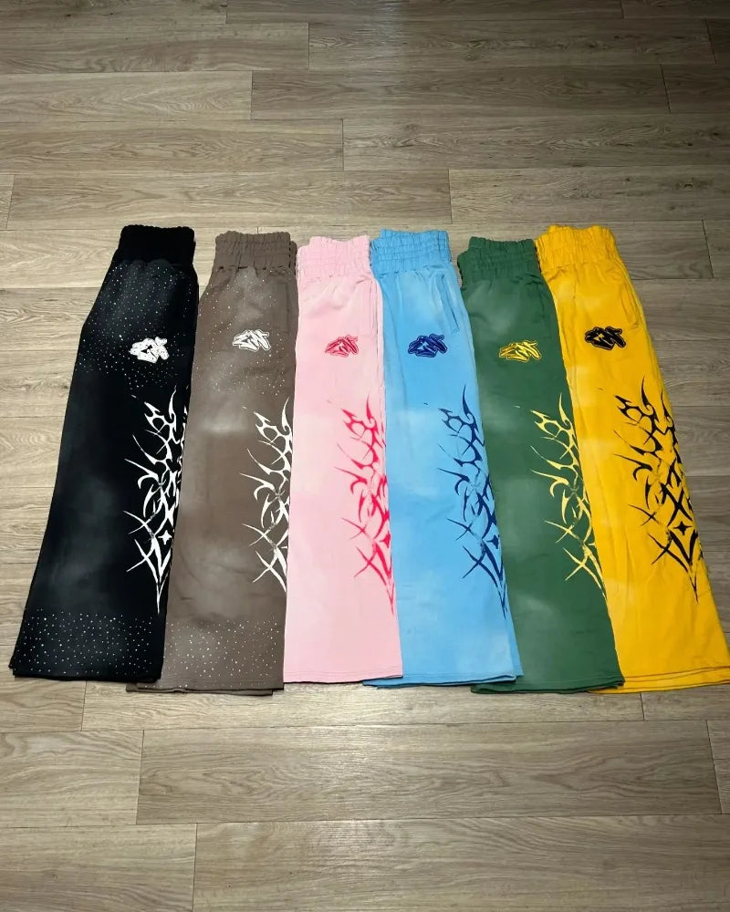 y2k letter flame print oversized women floor sweeping pants harajuku retro hip hop fashion versatile personality trousers men unique default style 3361