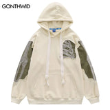 Hip Hop Men Hoodie Sweatshirt Y2K Embroidery Skeleton Skull Patch Punk