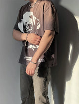 Gothic Oversized shirt – Vintage 90S Old School Style Sunfade Rose Cracking Washed Ol