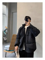 Korean street trend men and women retro personality fake two piece design couple winter loose thick casual jacket top harajuku